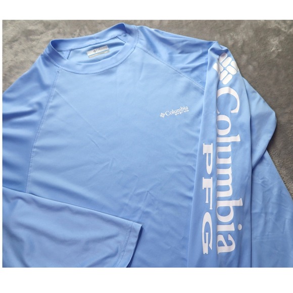 Columbia‎ PFG Long Sleeve Sun Protection Shirt Men's S/P Blue OMNI SHADE - Picture 2 of 7